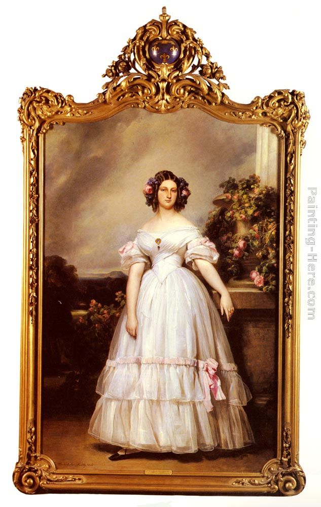 A Full-Length Portrait Of H.R.H Princess Marie-Clementine Of Orleans painting - Franz Xavier Winterhalter A Full-Length Portrait Of H.R.H Princess Marie-Clementine Of Orleans art painting